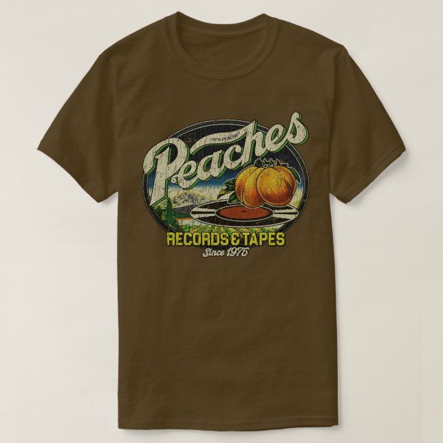 Peaches Records Tapes 1975 Baseball TShirt (Design Front)