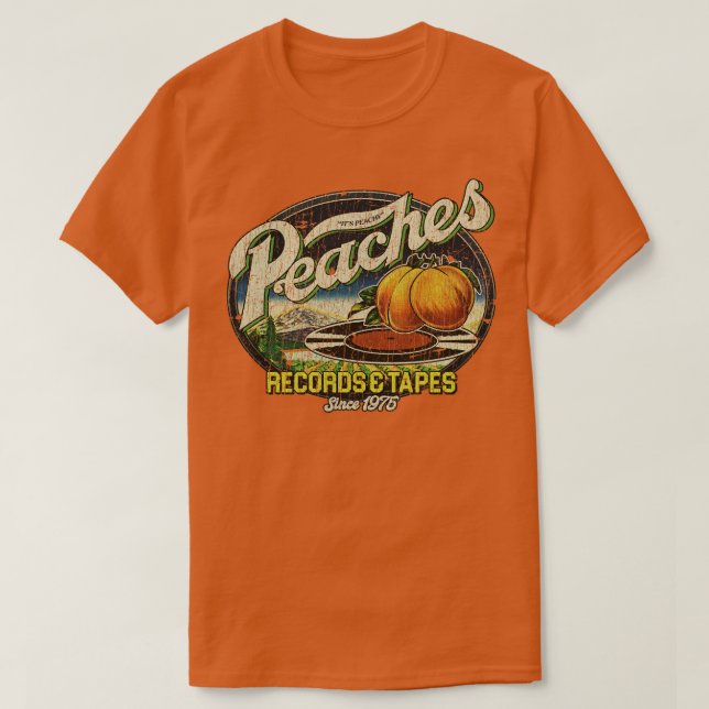 Peaches Records Tapes 1975 Pillow T-Shirt (Design Front)