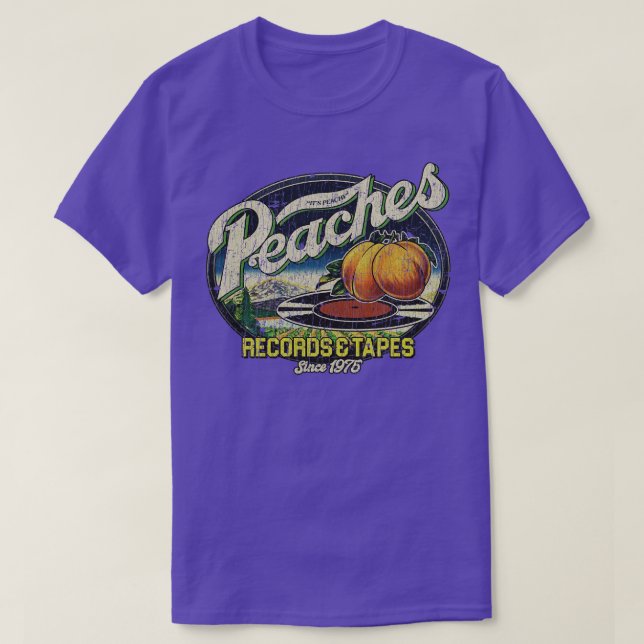Peaches Records Tapes 1975 Pin T-Shirt (Design Front)