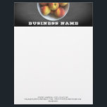 Peaches Restaurant Food Professional Letterhead<br><div class="desc">Image of a bowl of peaches at top over chalkboard inspired background with white text.  Gray contact info at bottom.</div>