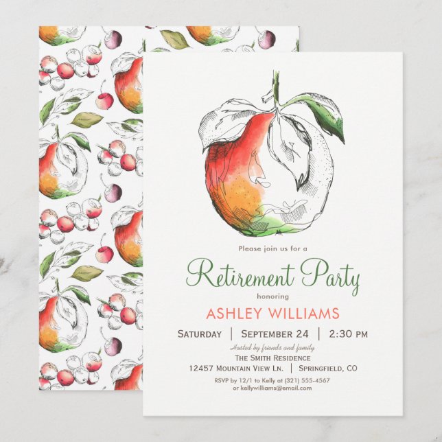 Peaches Retirement Party Invitation (Front/Back)