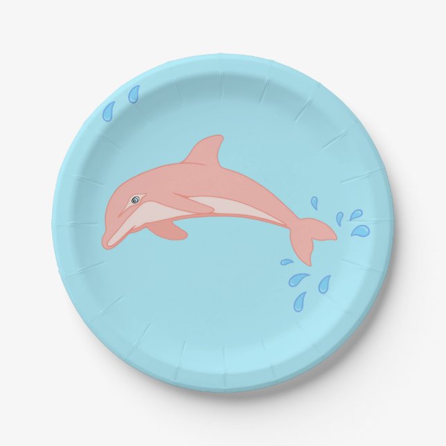 Peaches the Pink Dolphin Paper Plates (Front)