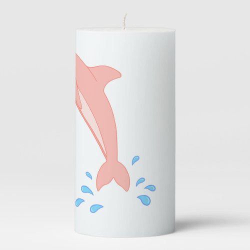 peaches the Pink Dolphin Pillar Candle