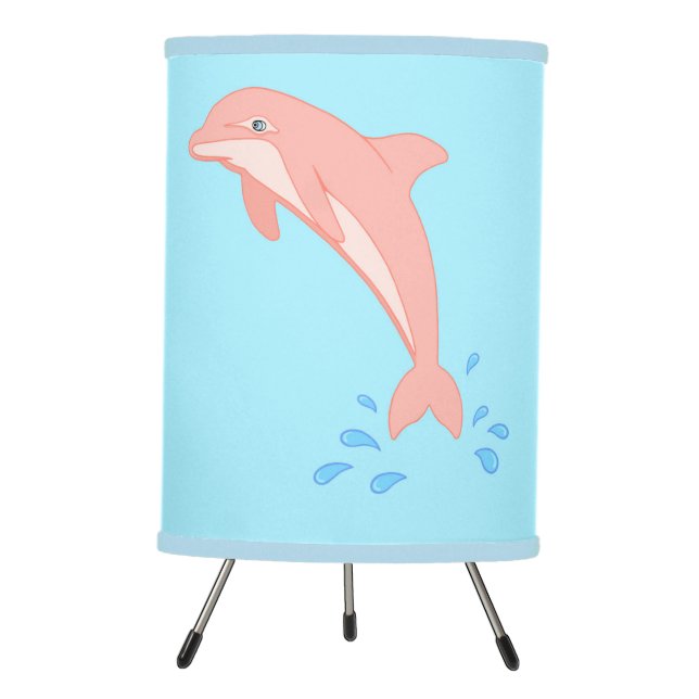 Peaches the Pink Dolphin Tripod Lamp (Front)