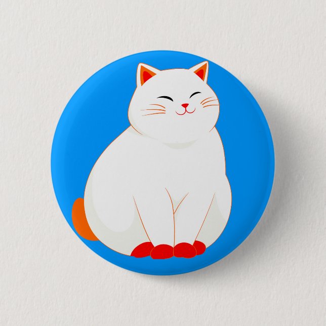 Peaches, the Smiling Cat Button (Front)