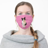 Peaches the Tuxedo Cat on Pink Cloth Face Mask (Worn)