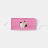 Peaches the Tuxedo Cat on Pink Cloth Face Mask (Front, Folded)