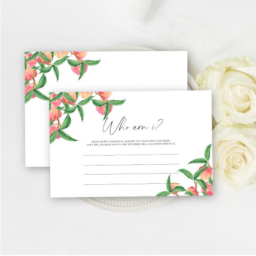 Peaches _ Who am I bridal shower game Stationery