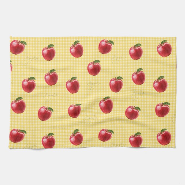 Peachify Apples Gingham Kitchen Towel (Horizontal)