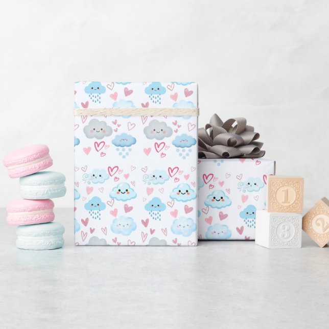 Peachify Dreamy Clouds Wrapping Paper (Baby Shower)