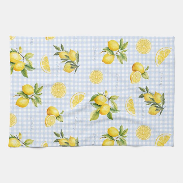 Peachify Lemon Gingham Kitchen Towel (Horizontal)