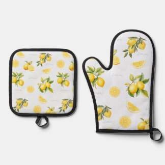 Peachify Lemon Oven Mitt & Pot Holder Set
