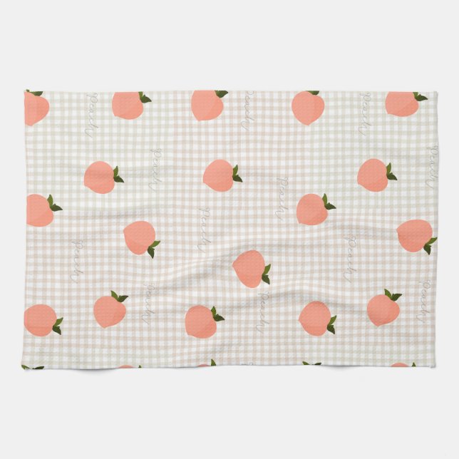 Peachify Peach Gingham Kitchen Towel (Horizontal)