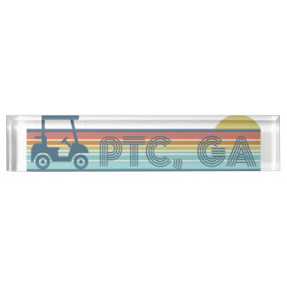 Peachtree City Golf Cart 70s vibe Aesthetic Desk Name Plate