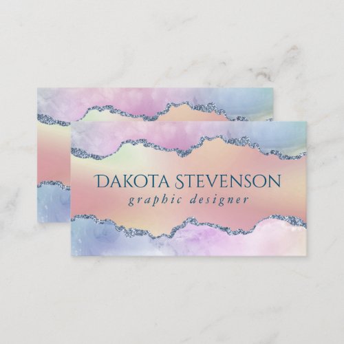 Peachy Agate  Pretty Soft Pastel Ombre Branding Business Card