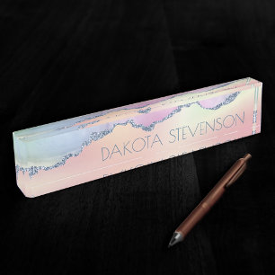 Peachy Agate Pretty Soft Pastel Ombre Branding Desk Name Plate