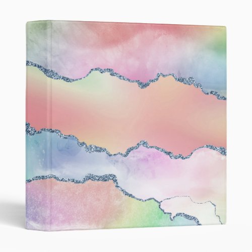 Peachy Agate  Pretty Soft Pastel Watercolor Ombre 3 Ring Binder