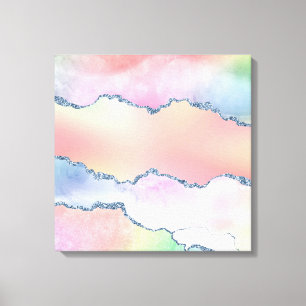 Peachy Agate Pretty Soft Pastel Watercolor Ombre Canvas Print