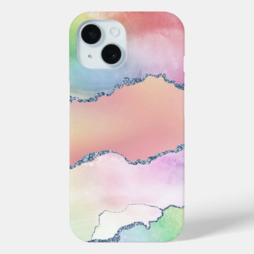 Peachy Agate  Pretty Soft Pastel Watercolor Ombre iPhone 15 Case