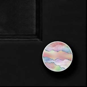 Peachy Agate Pretty Soft Pastel Watercolor Ombre Ceramic Knob