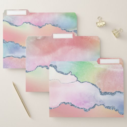 Peachy Agate  Pretty Soft Pastel Watercolor Ombre File Folder