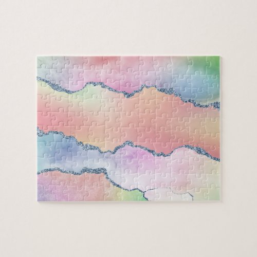 Peachy Agate  Pretty Soft Pastel Watercolor Ombre Jigsaw Puzzle