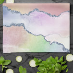 Peachy Agate | Pretty Soft Pastel Watercolor Ombre Kitchen Towel<br><div class="desc">Gorgeous pastel agate stone featuring beautiful natural marbling with stunning ebbs and flows of faux metallic glitter foil veins and elegant fluid hand-painted watercolor gradient texture. This feminine conceptual modern abstract aesthetic brings a luxury that adds a perfect pop of color and personal style. For other colors or matching products,...</div>