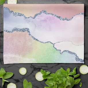 Peachy Agate Pretty Soft Pastel Watercolor Ombre Kitchen Towel