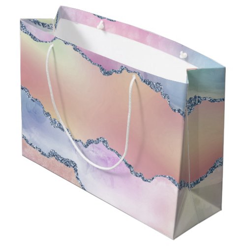 Peachy Agate  Pretty Soft Pastel Watercolor Ombre Large Gift Bag