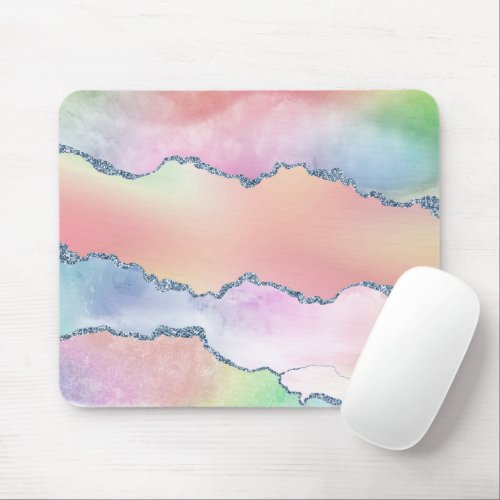 Peachy Agate  Pretty Soft Pastel Watercolor Ombre Mouse Pad