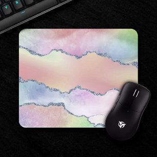 Peachy Agate Pretty Soft Pastel Watercolor Ombre Mouse Pad