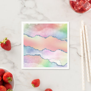 Peachy Agate Pretty Soft Pastel Watercolor Ombre Napkins