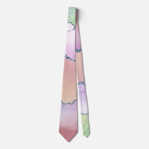 Peachy Agate  Pretty Soft Pastel Watercolor Ombre Neck Tie