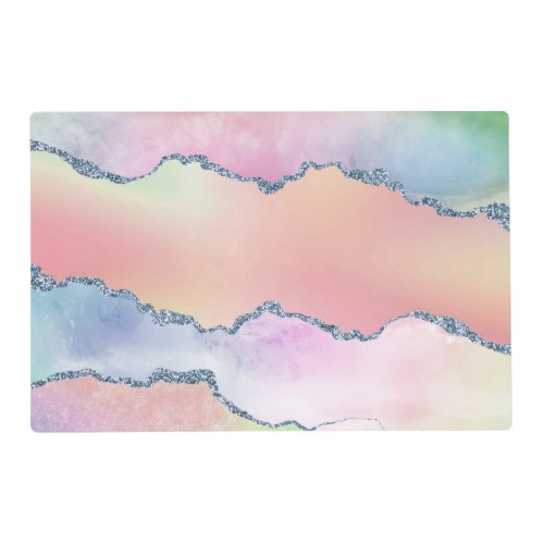 Peachy Agate  Pretty Soft Pastel Watercolor Ombre Placemat