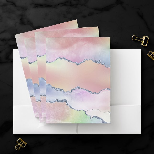 Peachy Agate | Pretty Soft Pastel Watercolor Ombre Pocket Folder (Creator Uploaded)