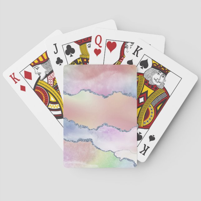 Peachy Agate | Pretty Soft Pastel Watercolor Ombre Poker Cards (Back)