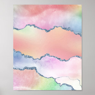 Peachy Agate   Pretty Soft Pastel Watercolor Ombre Poster