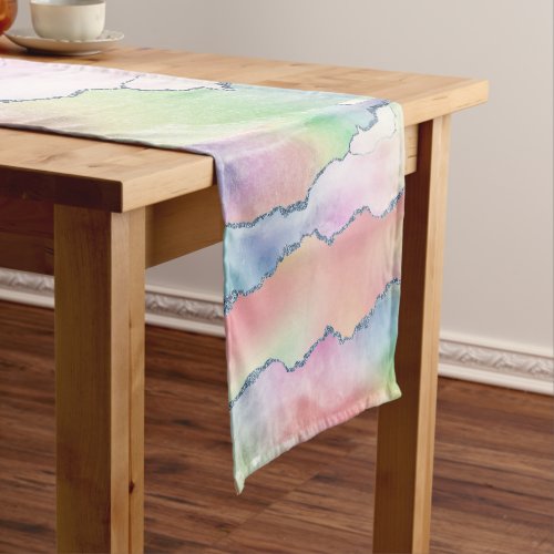 Peachy Agate  Pretty Soft Pastel Watercolor Ombre Short Table Runner