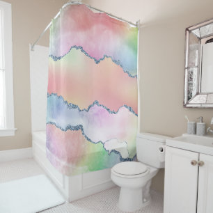 Peachy Agate Pretty Soft Pastel Watercolor Ombre Shower Curtain