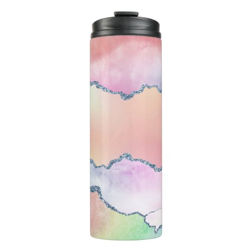 Peachy Agate  Pretty Soft Pastel Watercolor Ombre Thermal Tumbler