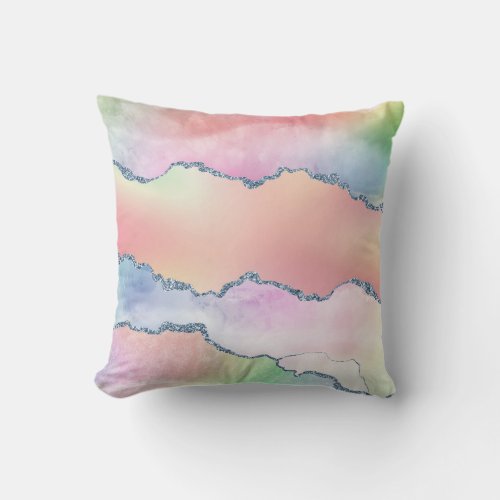 Peachy Agate  Pretty Soft Pastel Watercolor Ombre Throw Pillow