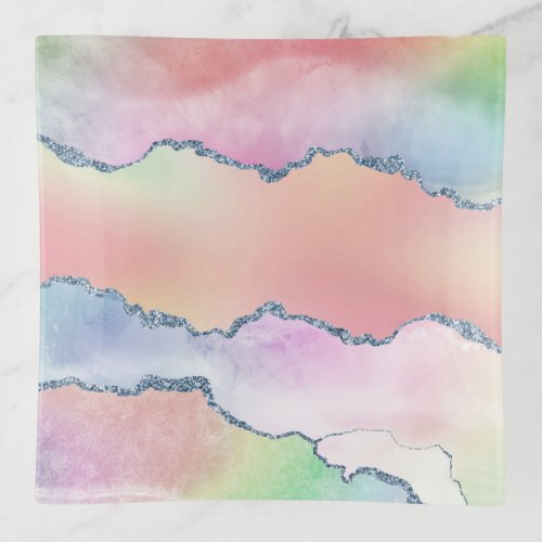 Peachy Agate  Pretty Soft Pastel Watercolor Ombre Trinket Tray