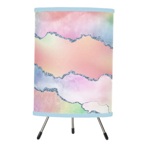 Peachy Agate  Pretty Soft Pastel Watercolor Ombre Tripod Lamp