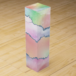 Peachy Agate Pretty Soft Pastel Watercolor Ombre Wine Box