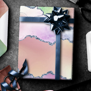 Peachy Agate Pretty Soft Pastel Watercolor Ombre Wrapping Paper