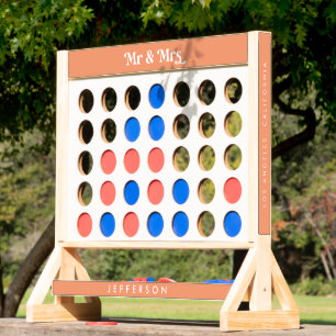 Peachy Apricot Retro Wedding Outdoor Lawn Game Fast Four