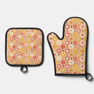 Peachy Bloom Harmony Oven Mitt & Pot Holder Set