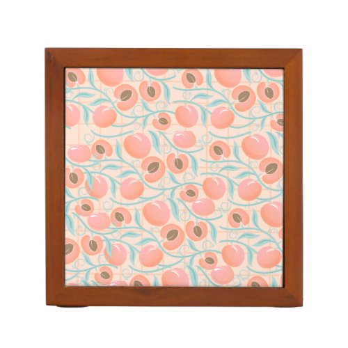 Peachy Blooms Boho Pattern Peach  Desk Organizer