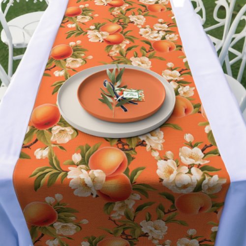 Peachy Blooms _ Watercolor Peach Themed Medium Table Runner