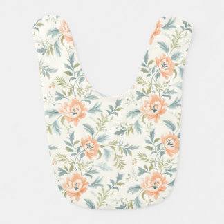 Peachy Blossoms Flower Floral Baby Bib